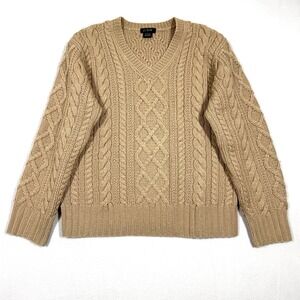 Vintage J Crew Sweater Womens Small Wool Cable Knit Fisherman Hand Knit Pullover